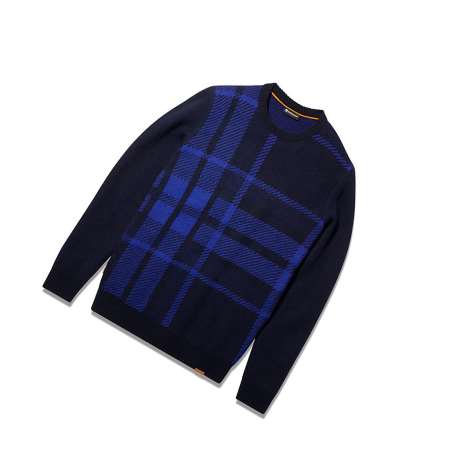 Men's Timberland EK+ Intarsia Crewneck Sweater Blue | EZS-382194