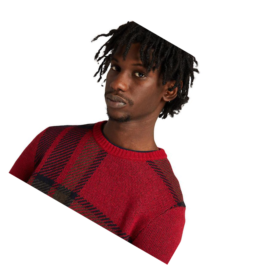 Men's Timberland EK+ Intarsia Crewneck Sweater Red | RDU-241605