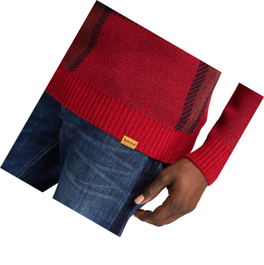 Men's Timberland EK+ Intarsia Crewneck Sweater Red | RDU-241605