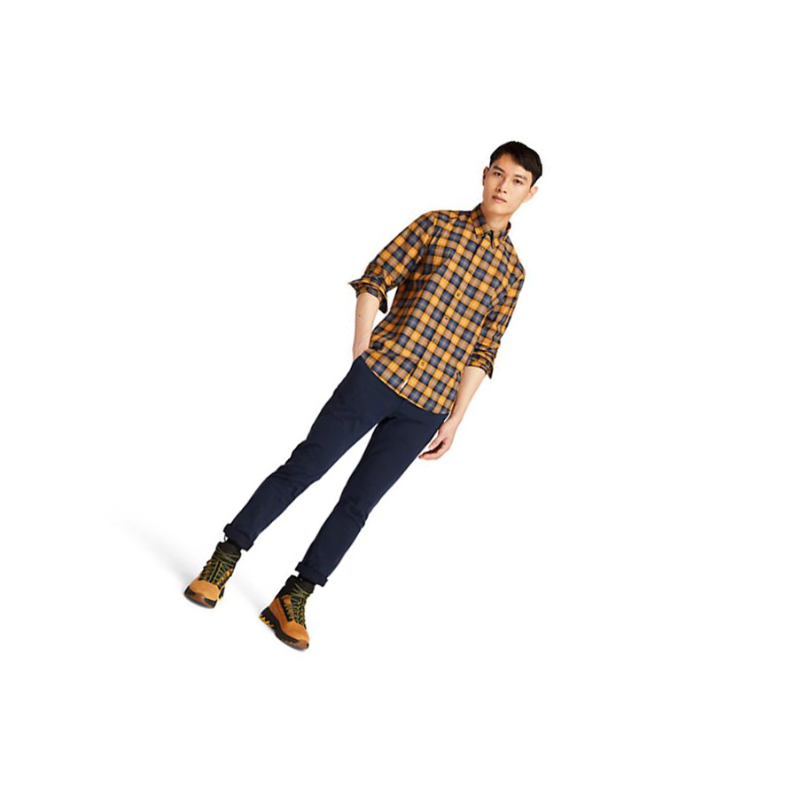 Men's Timberland Eastham River Tartan Shirts Yellow | HFS-480367