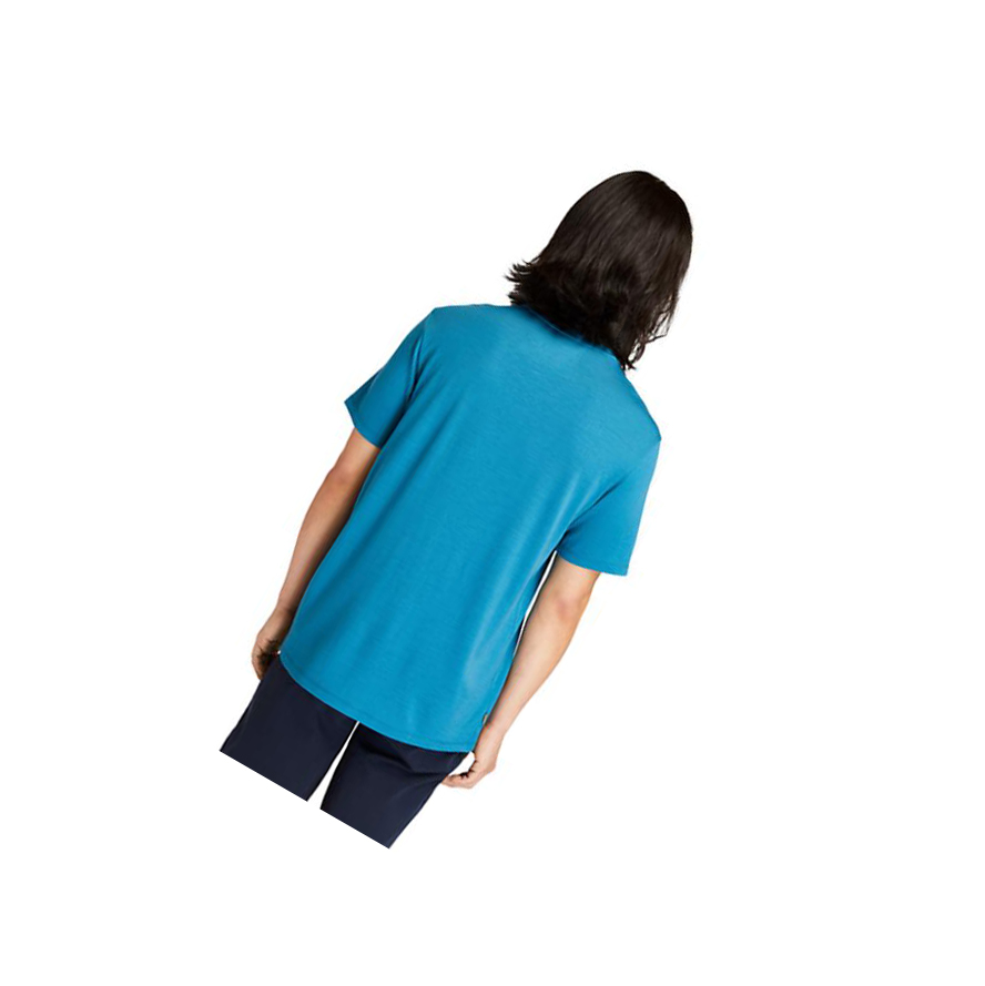 Men's Timberland Eco-Ready Merino T Shirts Teal | EMV-816935