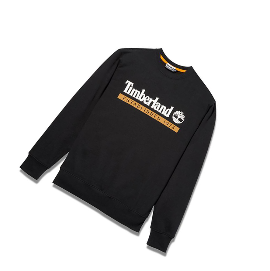 Men's Timberland Established 1973 Crew Sweatshirt Black | CYH-406139