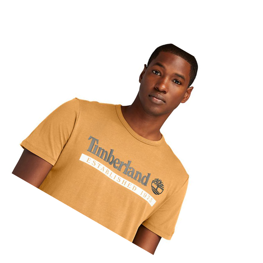 Men's Timberland Established 1973 T Shirts Yellow | DVR-139574