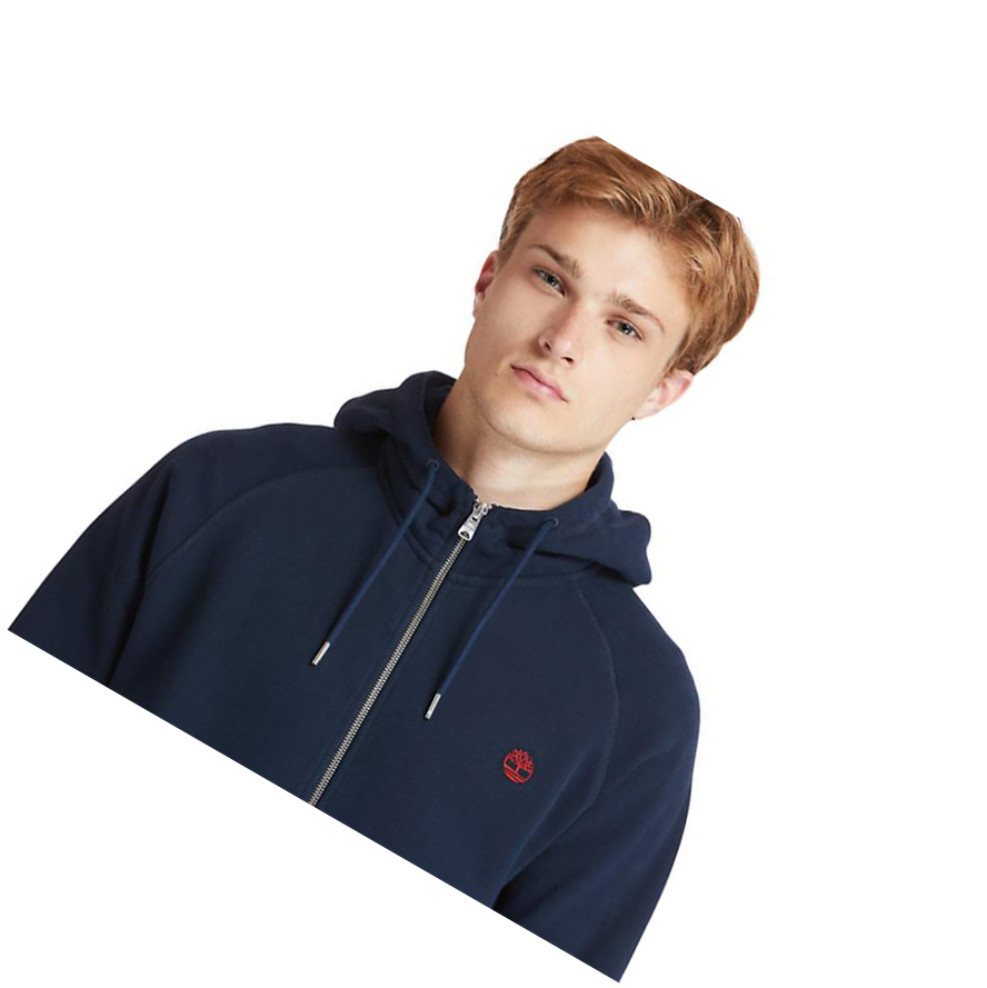 Men's Timberland Exeter River Zip Hoodie Navy | GLR-307264