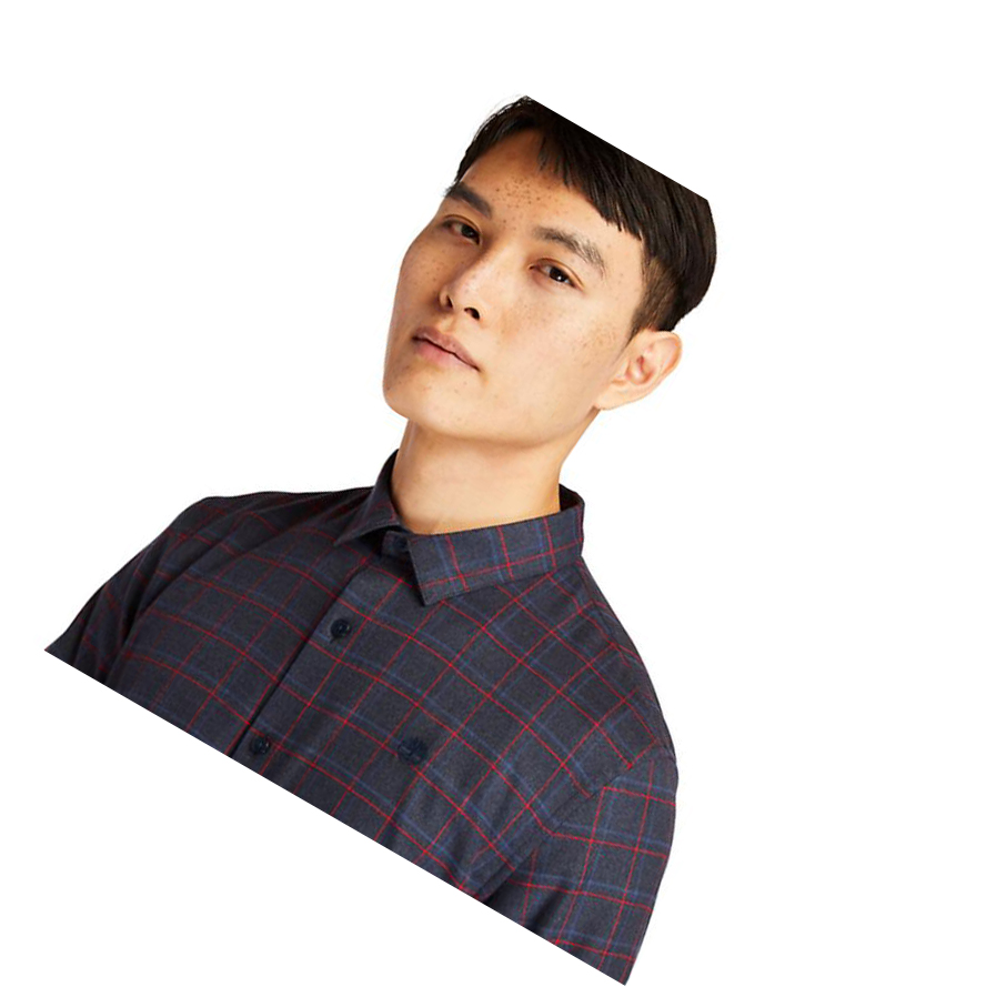 Men's Timberland Flannel Checked Shirts Navy | MBX-173062