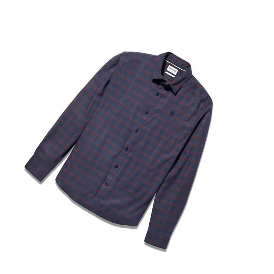 Men's Timberland Flannel Checked Shirts Navy | MBX-173062