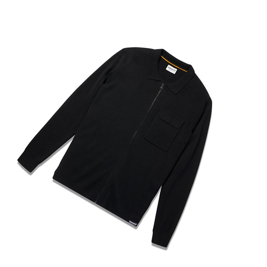 Men's Timberland Full-Zip Sweater Black | EAH-014975