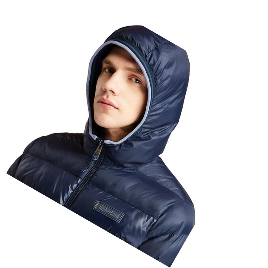 Men's Timberland Garfield Hooded Puffer Jackets Navy | NBL-673450