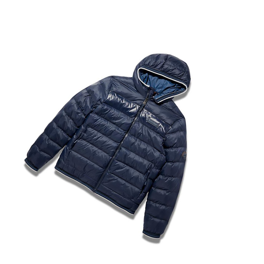 Men's Timberland Garfield Hooded Puffer Jackets Navy | NBL-673450