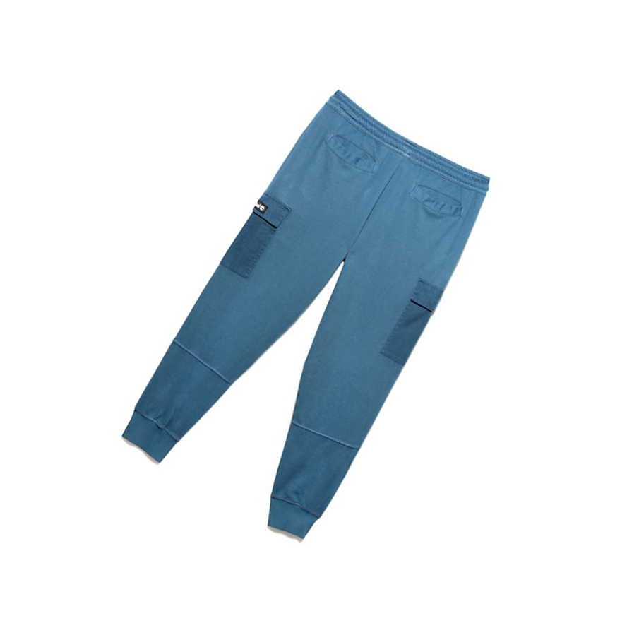 Men's Timberland Garment-Dyed Cargo Sweatpants Blue | OTH-398205