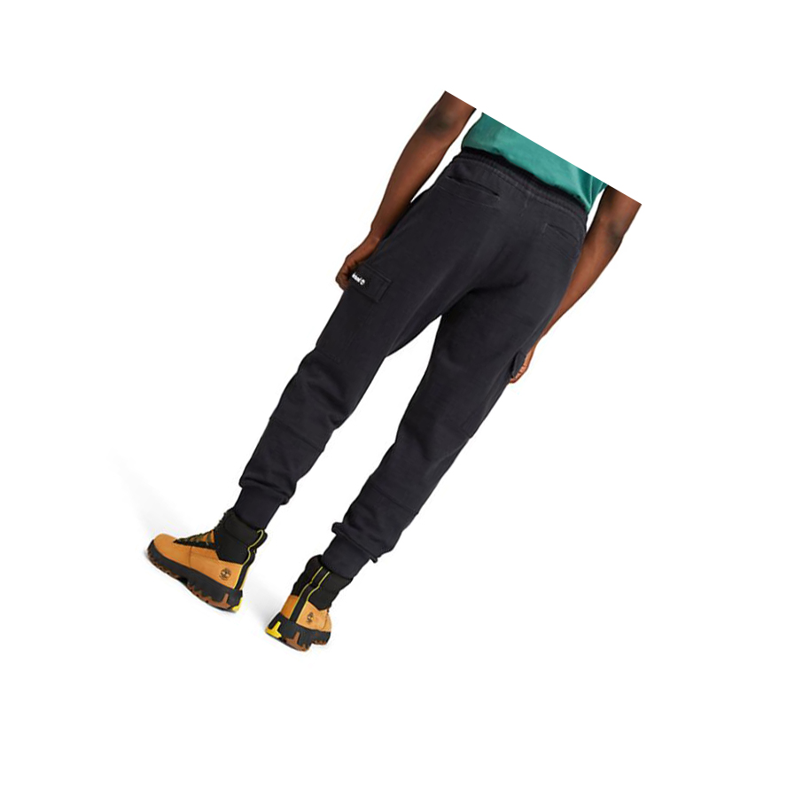 Men's Timberland Garment-Dyed Cargo Sweatpants Black | QAJ-315264