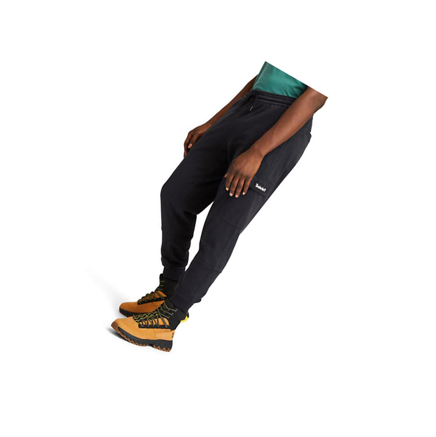 Men's Timberland Garment-Dyed Cargo Sweatpants Black | QAJ-315264