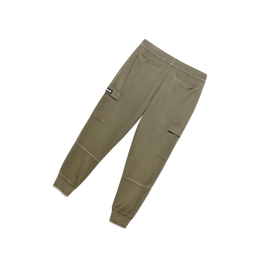 Men's Timberland Garment-Dyed Cargo Sweatpants Dark Green | TDC-576084