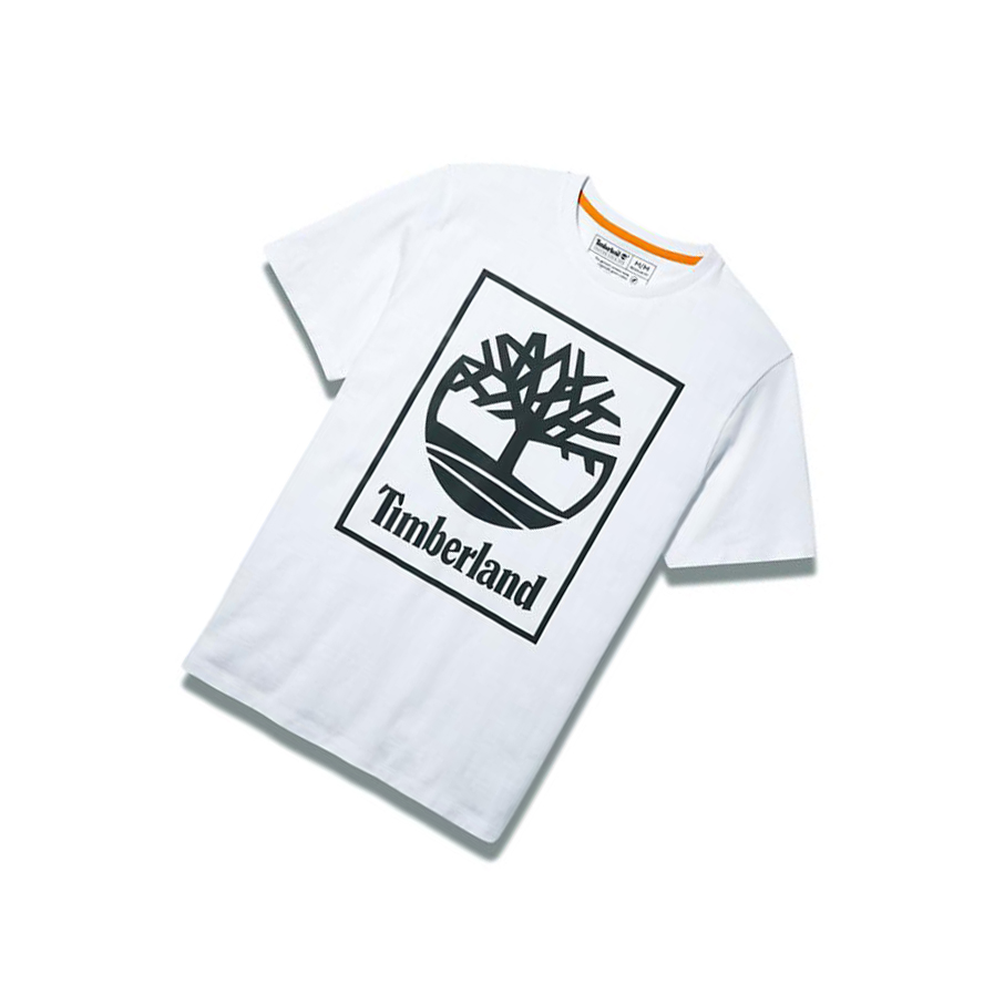 Men's Timberland Graphic Tree-Logo T Shirts White | CZB-195074