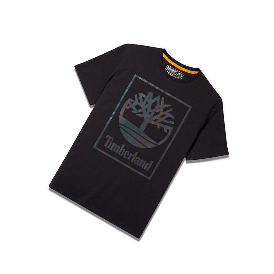 Men's Timberland Graphic Tree-Logo T Shirts Black | DEU-691405