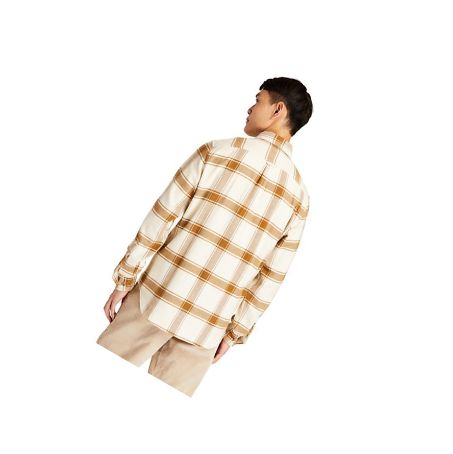 Men's Timberland Heavy Flannel Checked Shirts Beige | JSG-295476