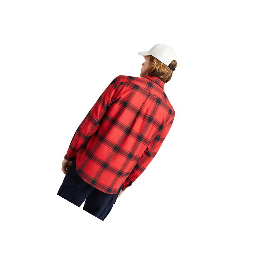 Men's Timberland Heavy Flannel Checked Shirts Red | PEL-928035