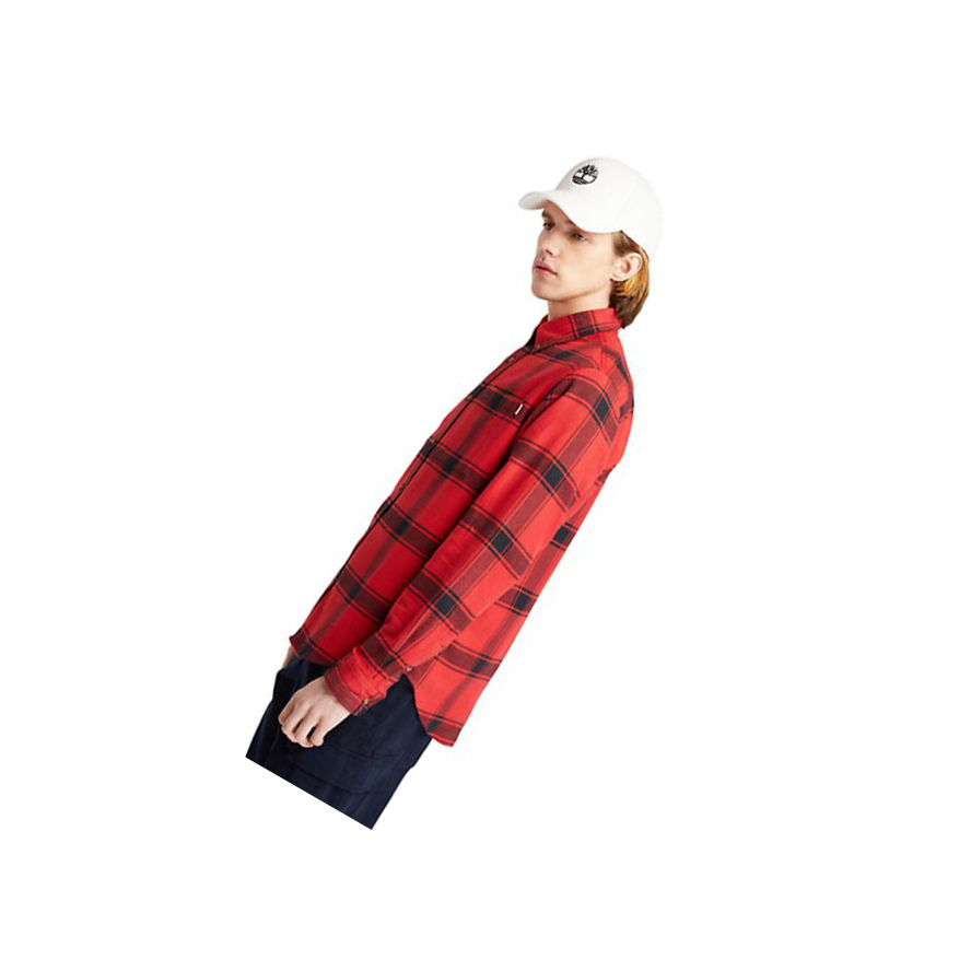 Men's Timberland Heavy Flannel Checked Shirts Red | PEL-928035