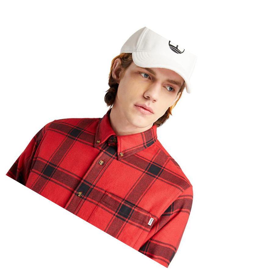 Men's Timberland Heavy Flannel Checked Shirts Red | PEL-928035