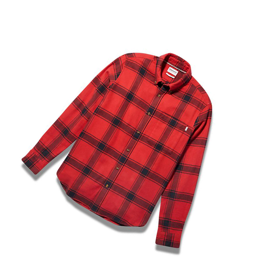 Men's Timberland Heavy Flannel Checked Shirts Red | PEL-928035