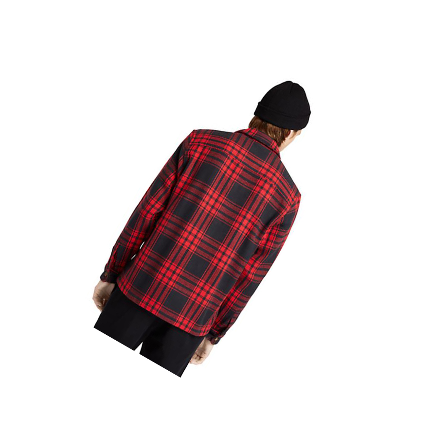 Men's Timberland Heavy Herringbone-plaid Shirts Red | UXA-634758