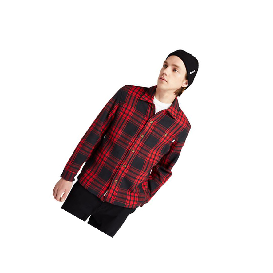 Men\'s Timberland Heavy Herringbone-plaid Shirts Red | UXA-634758