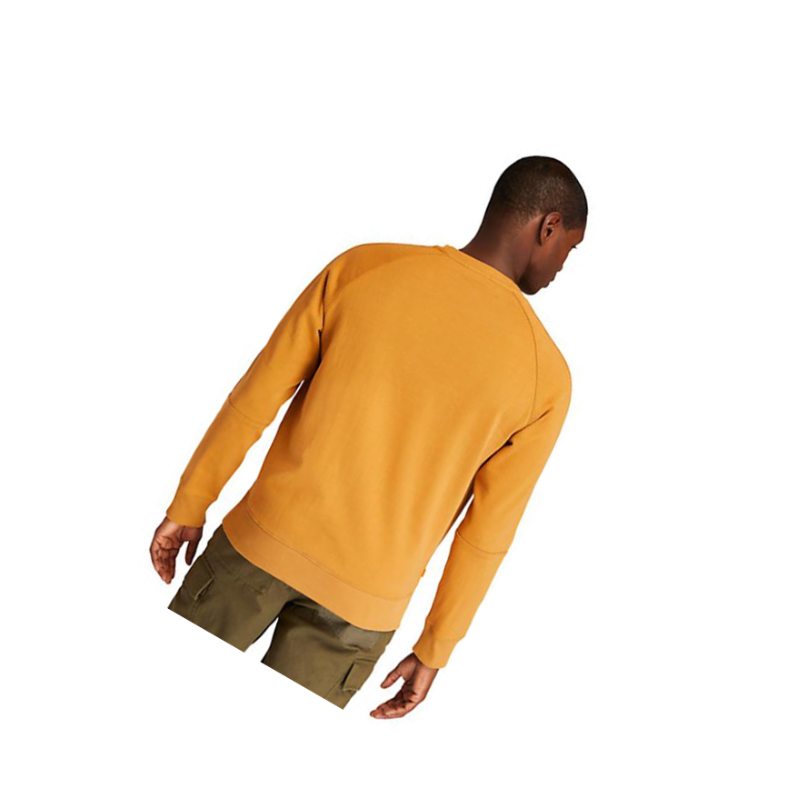 Men's Timberland Heavyweight Crewneck Logo Sweatshirt Yellow | WXI-513608