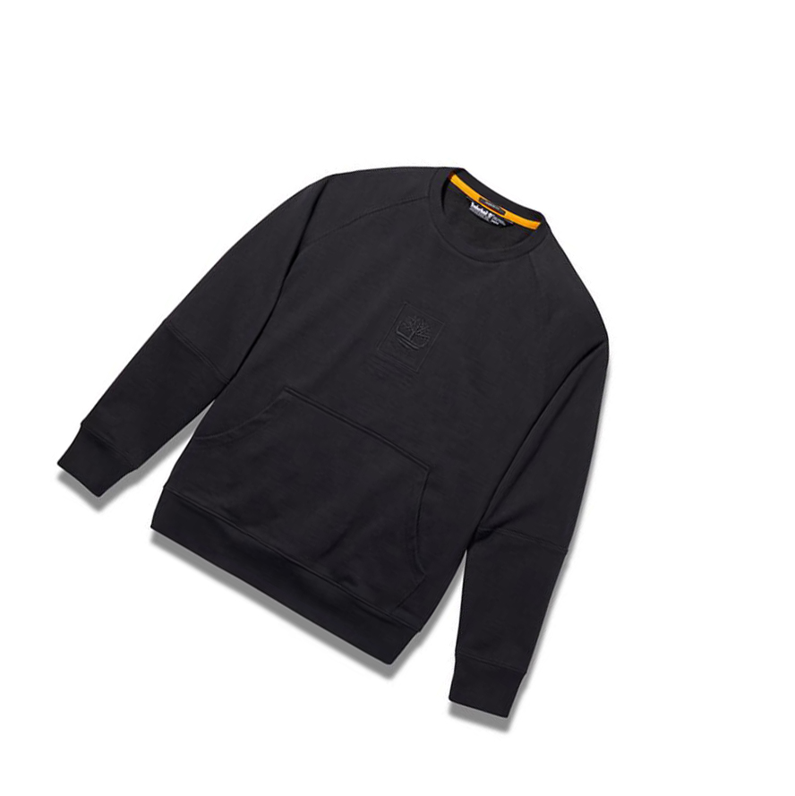 Men's Timberland Heavyweight Crewneck Logo Sweatshirt Black | YIK-697253