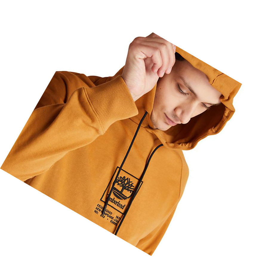 Men's Timberland Heavyweight Logo Hoodie Yellow | HIU-649712