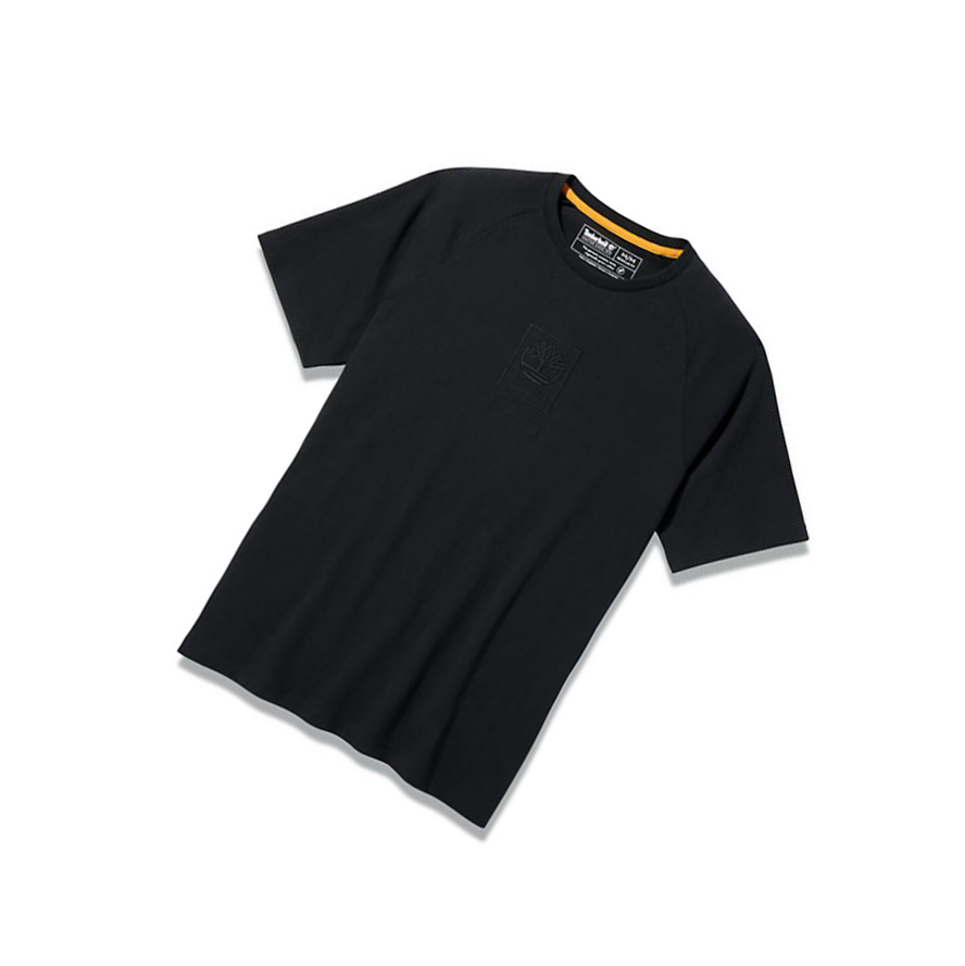 Men's Timberland Heavyweight Logo T Shirts Black | GEW-460925