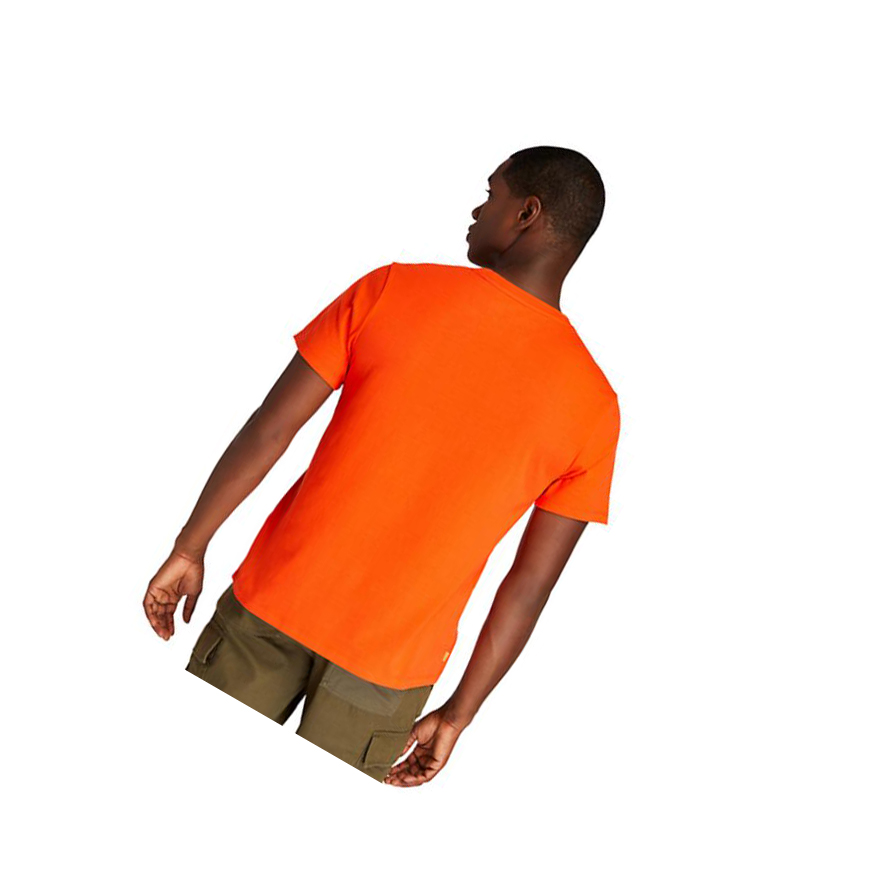 Men's Timberland Kennebec River Tree Logo T Shirts Orange | EYN-671028