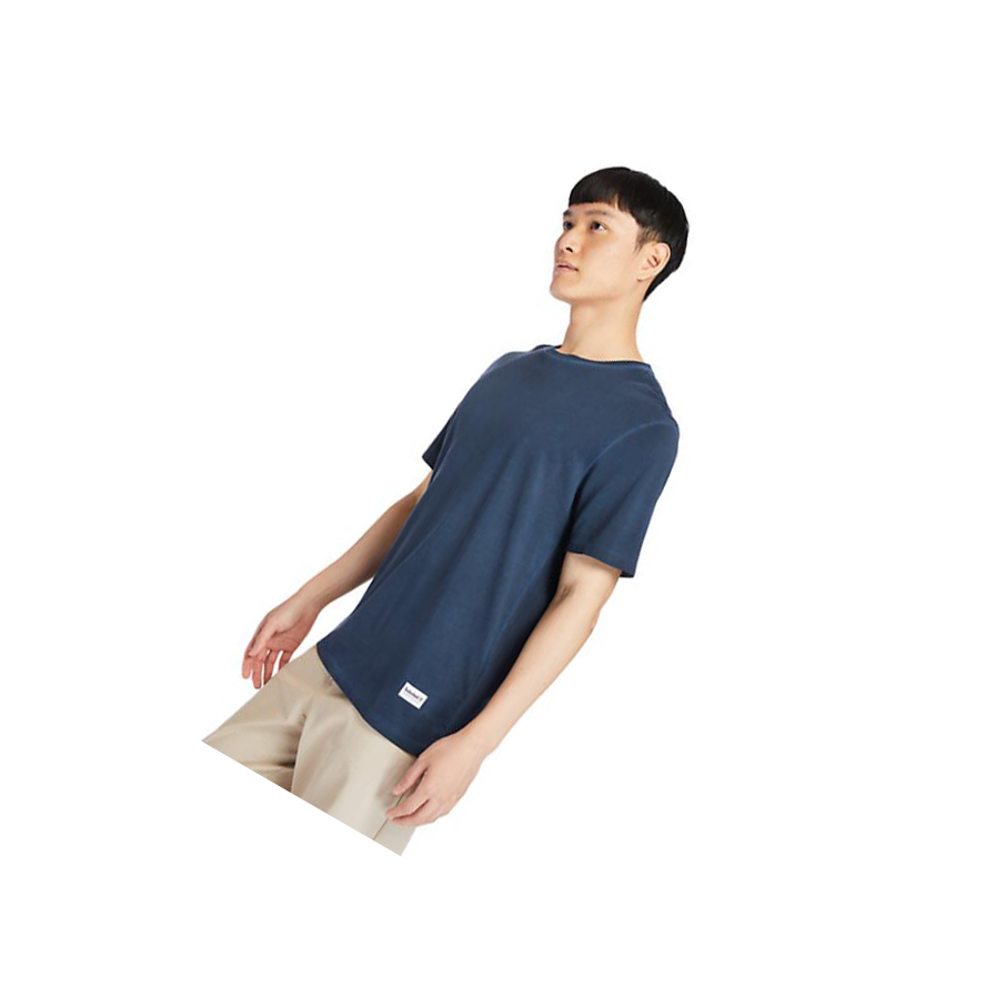 Men's Timberland Lamprey River T Shirts Blue | IYN-012375