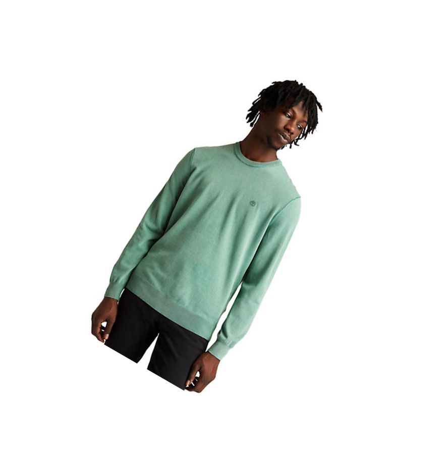 Men\'s Timberland Lightweight Washed Jumper Sweater Green | SVE-103924