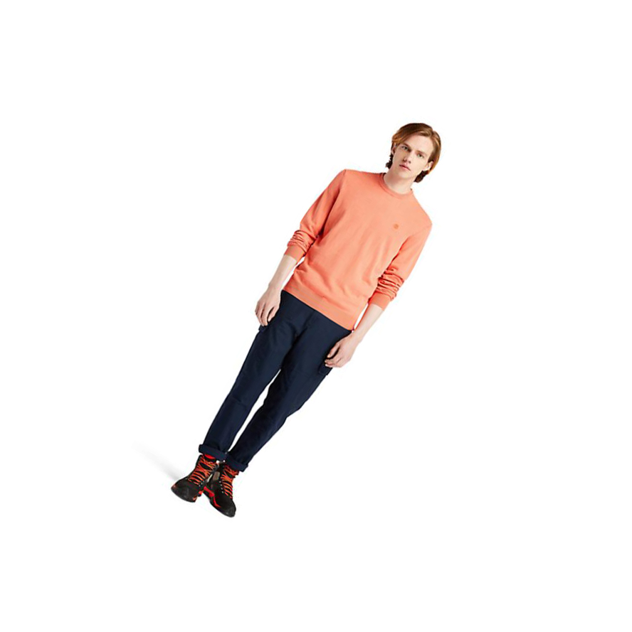 Men's Timberland Lightweight Washed Jumper Sweater Orange | XCD-259034