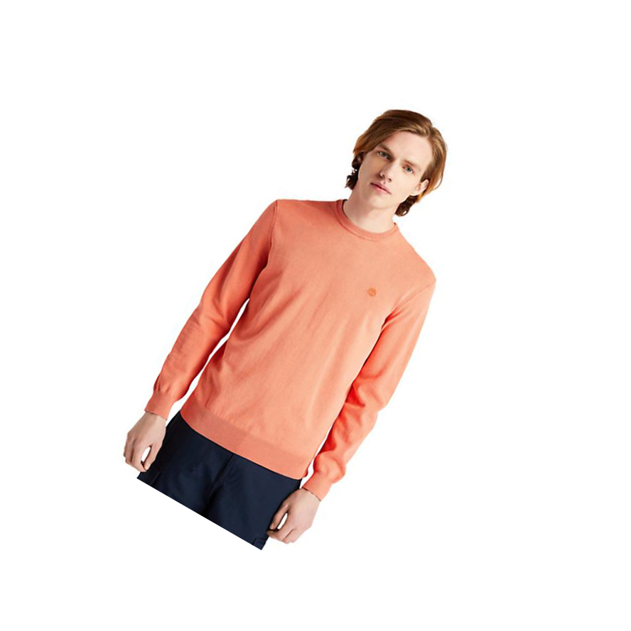 Men\'s Timberland Lightweight Washed Jumper Sweater Orange | XCD-259034