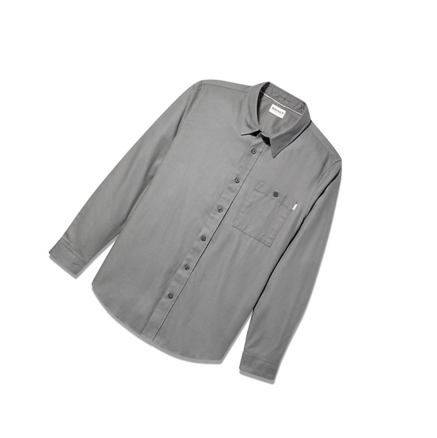 Men's Timberland Long-sleeved Shirts Grey | MKC-496712