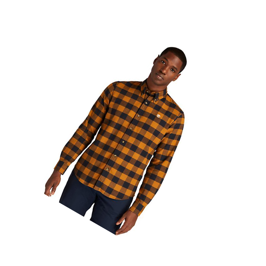 Men\'s Timberland Mascoma River Checked Shirts Brown | FQV-542610