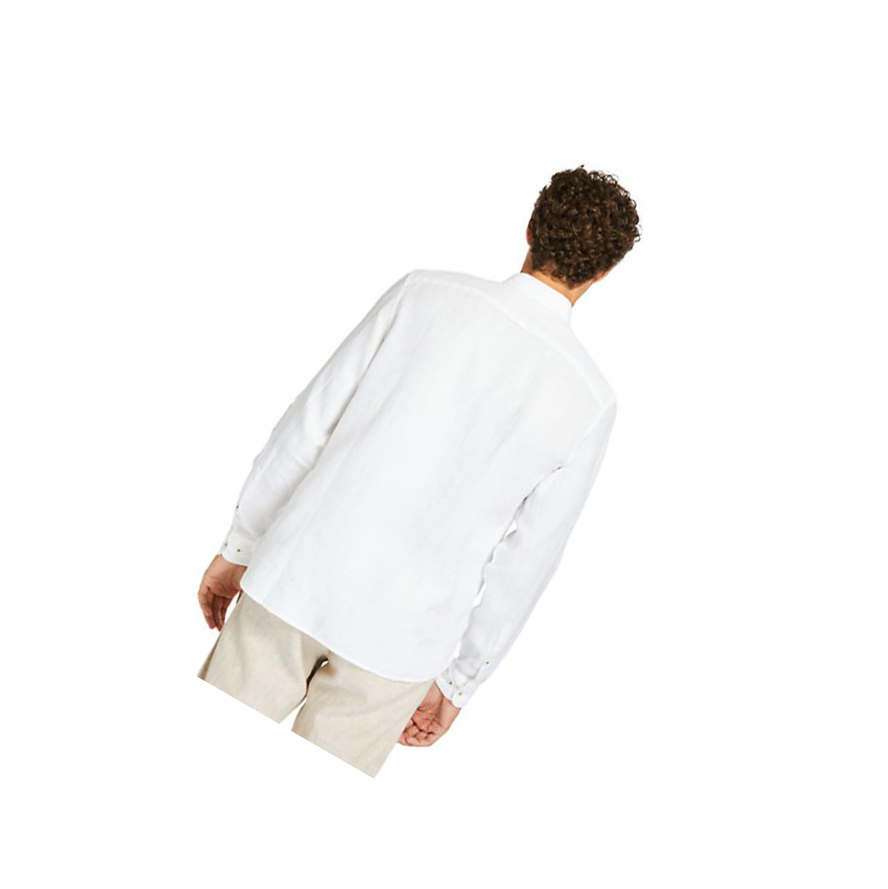 Men's Timberland Mill River LS Linen Shirts White | LFI-320859