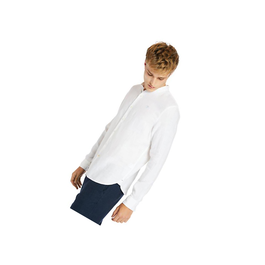 Men's Timberland Mill River Linen Shirts White | CGI-964513