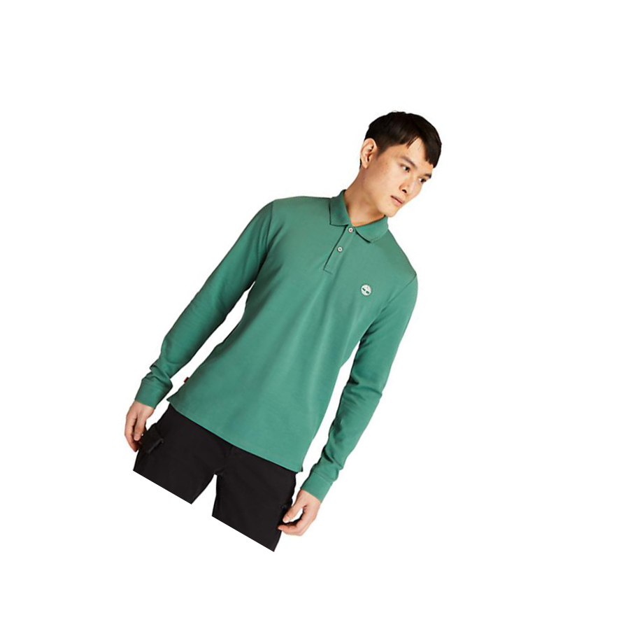 Men\'s Timberland Millers River LS Polo Green | XNH-045362