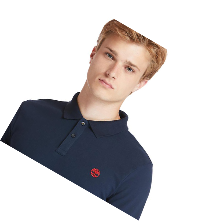 Men's Timberland Millers River LS Polo Navy | FYE-679842