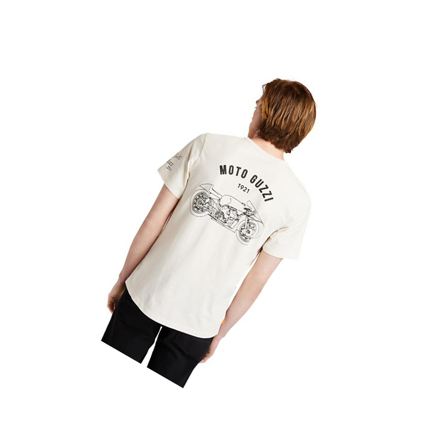 Men's Timberland Moto Guzzi x Timberland® T Shirts White | DWH-481235