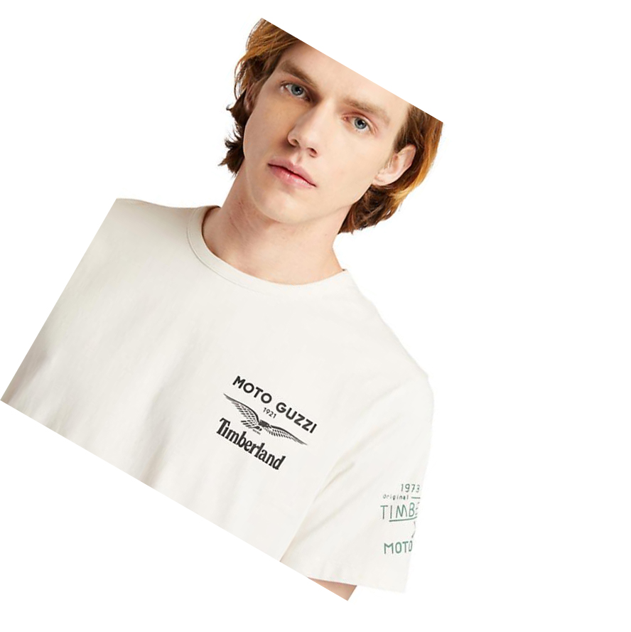 Men's Timberland Moto Guzzi x Timberland® T Shirts White | DWH-481235