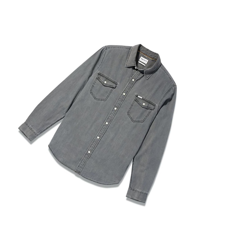 Men's Timberland Mumford River Denim Shirts Grey | XPC-760412