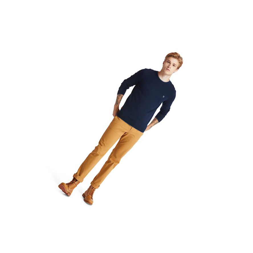 Men's Timberland Nissitissit River Merino Wool Sweater Navy | VGO-503627