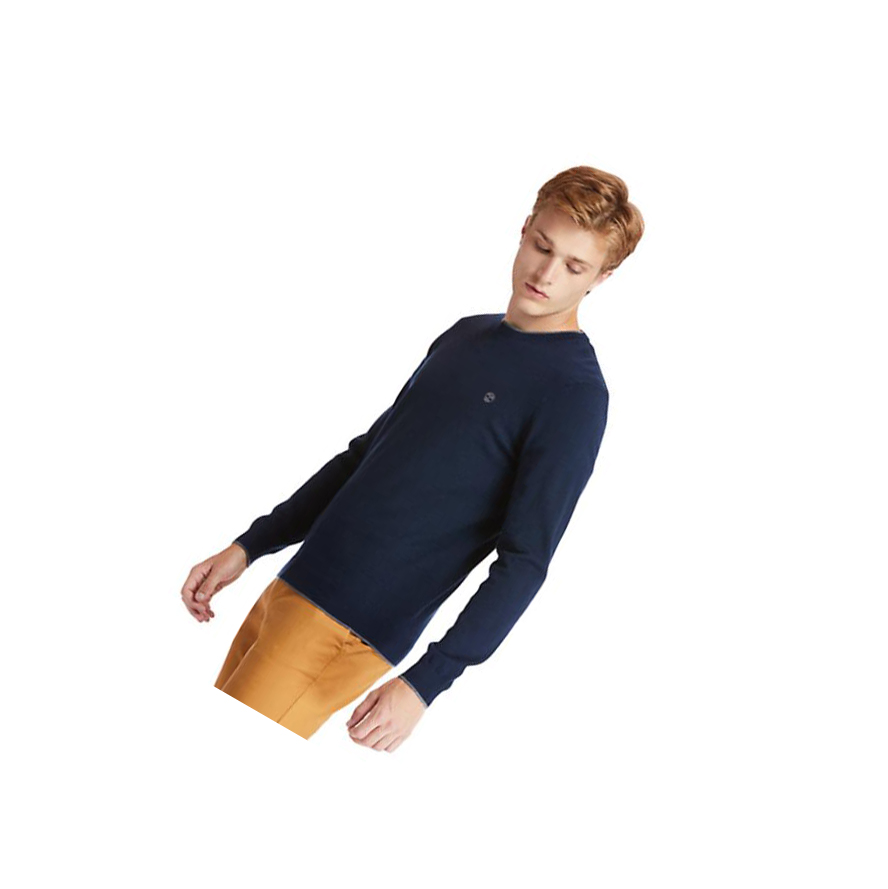 Men's Timberland Nissitissit River Merino Wool Sweater Navy | VGO-503627