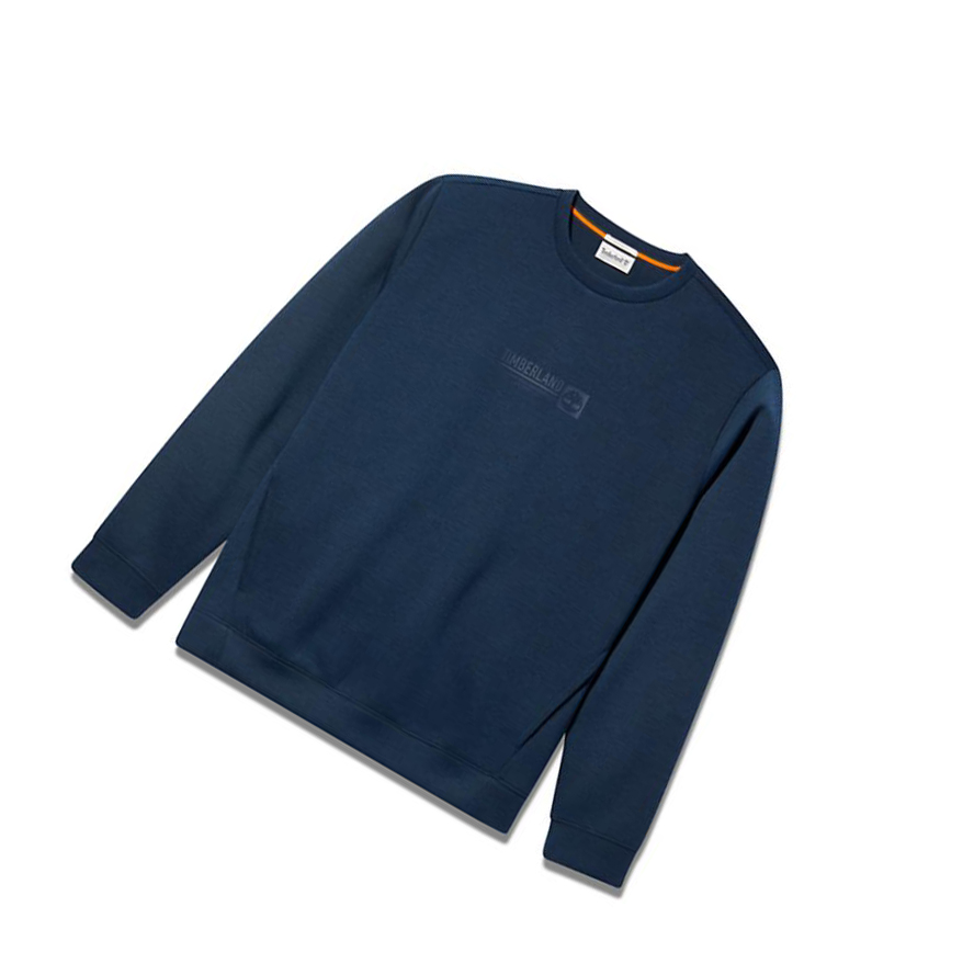 Men's Timberland Original Logo Sweatshirt Navy | ZVT-059482