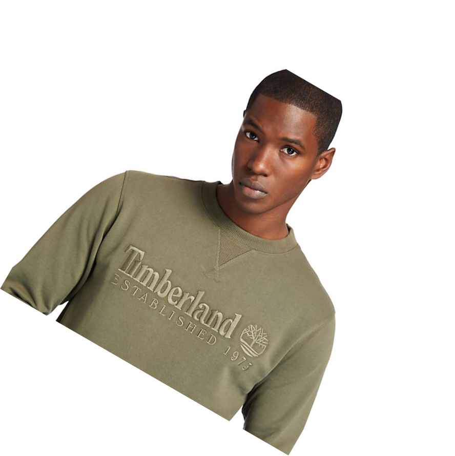 Men's Timberland Outdoor Heritage Crewneck Sweatshirt Dark Green | OMW-509842