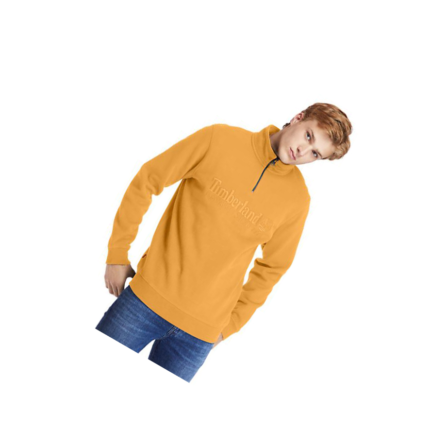 Men\'s Timberland Outdoor Heritage Zip-Neck Sweatshirt Orange | YNV-254769