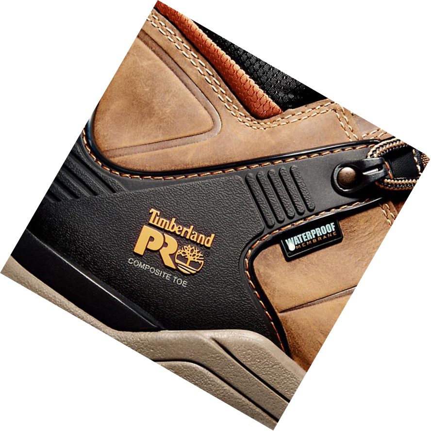 Men's Timberland PRO® Hypercharge Composite Safety Toe Waterproof Work Boots Brown | OKE-019852